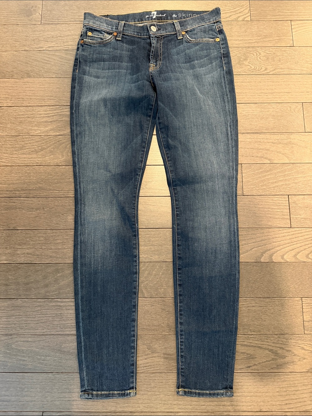 7 For All Mankind Slim Skinny Jeans in Medium Blue